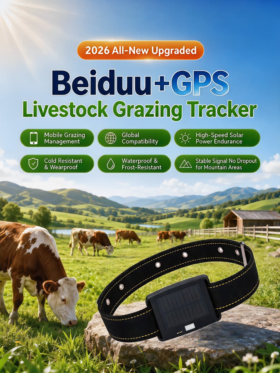 Solar GPS Livestock Tracker for cattle sheep horse anti-lost grazing positioning device