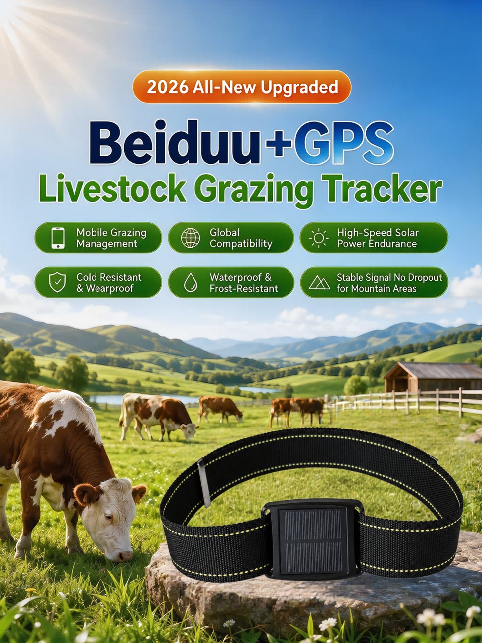 Cow GPS Tracker solar waterproof anti-lost collar for farm cattle positioning