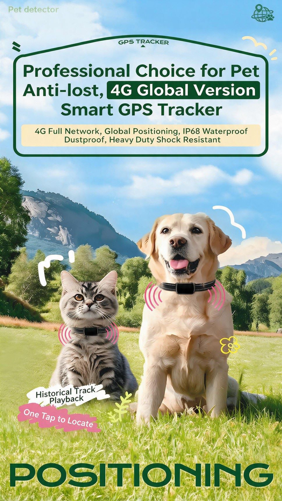 Pet GPS Tracker for Dogs and Cats