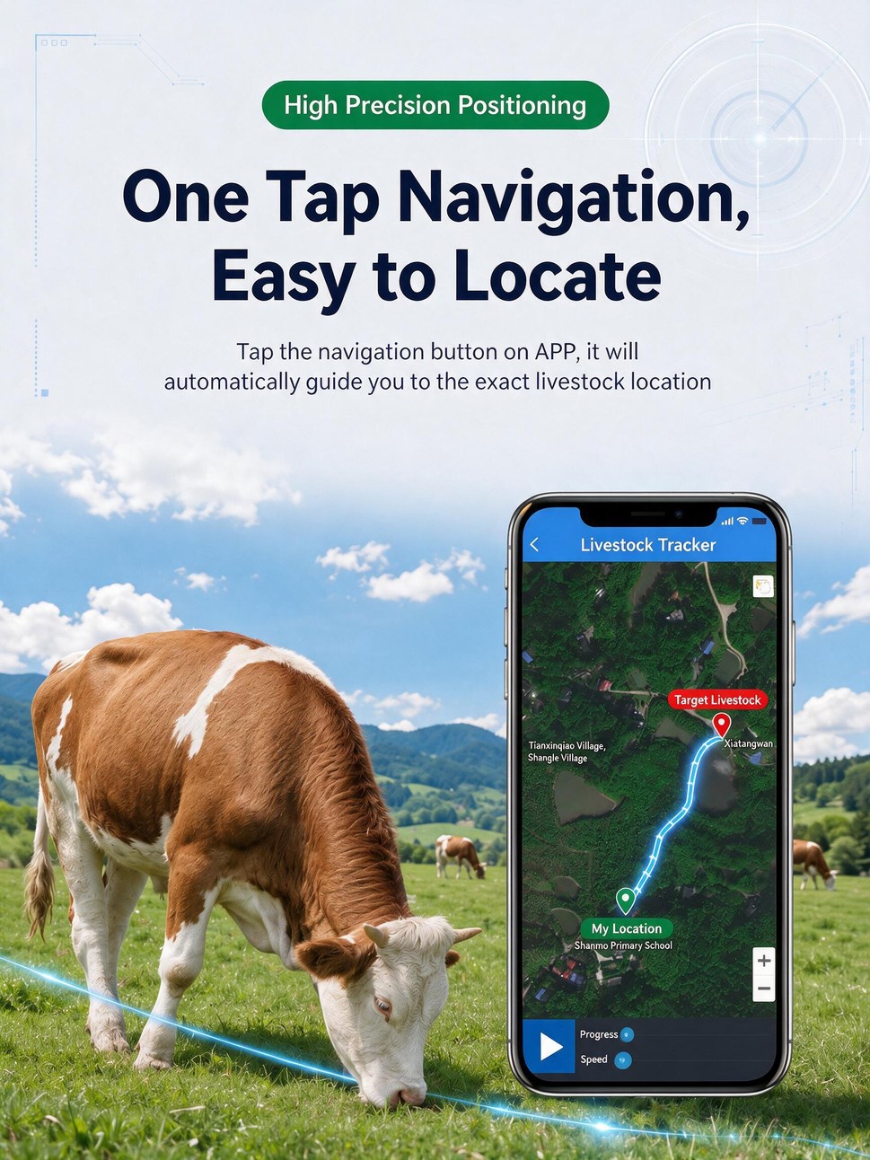 Cow GPS Tracker solar waterproof anti-lost collar for farm cattle positioning