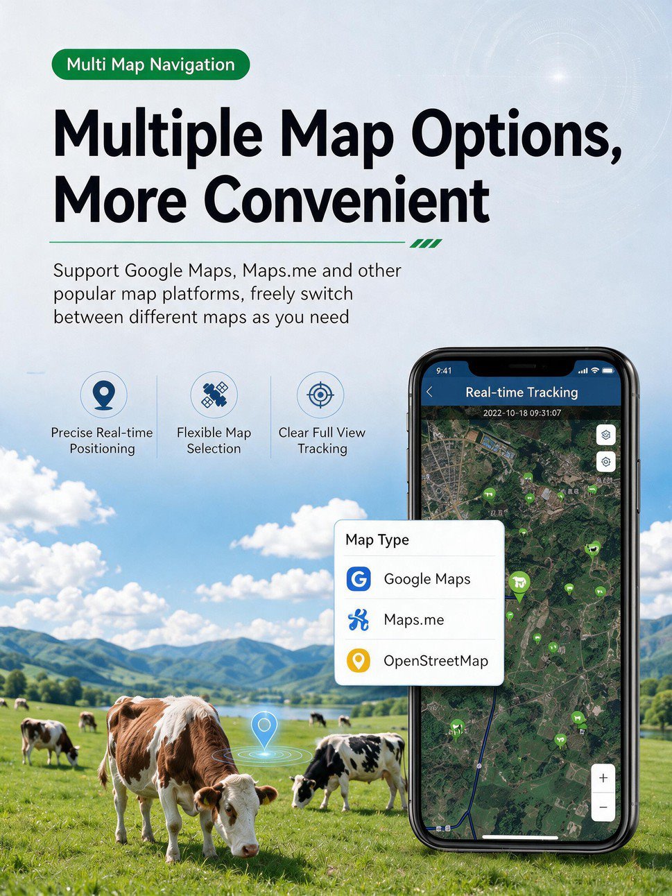 Solar cattle GPS tracker anti-lost collar for farm grazing livestock