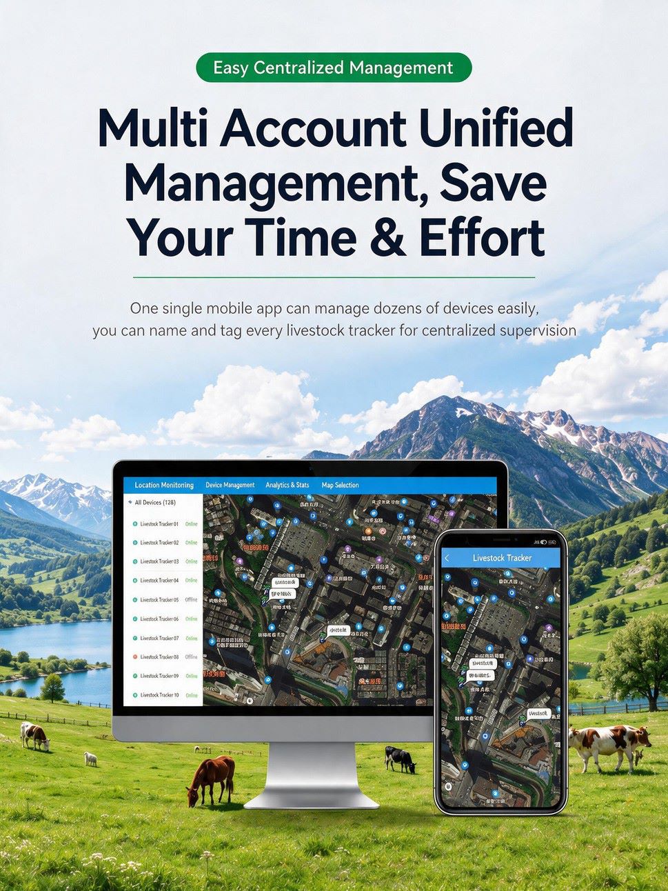 Solar cattle GPS tracker anti-lost collar for farm grazing livestock