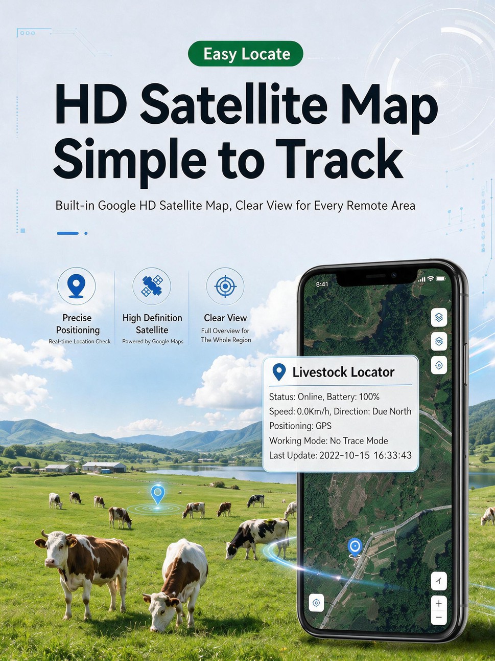 Solar GPS Livestock Tracker for cattle sheep horse anti-lost grazing positioning device