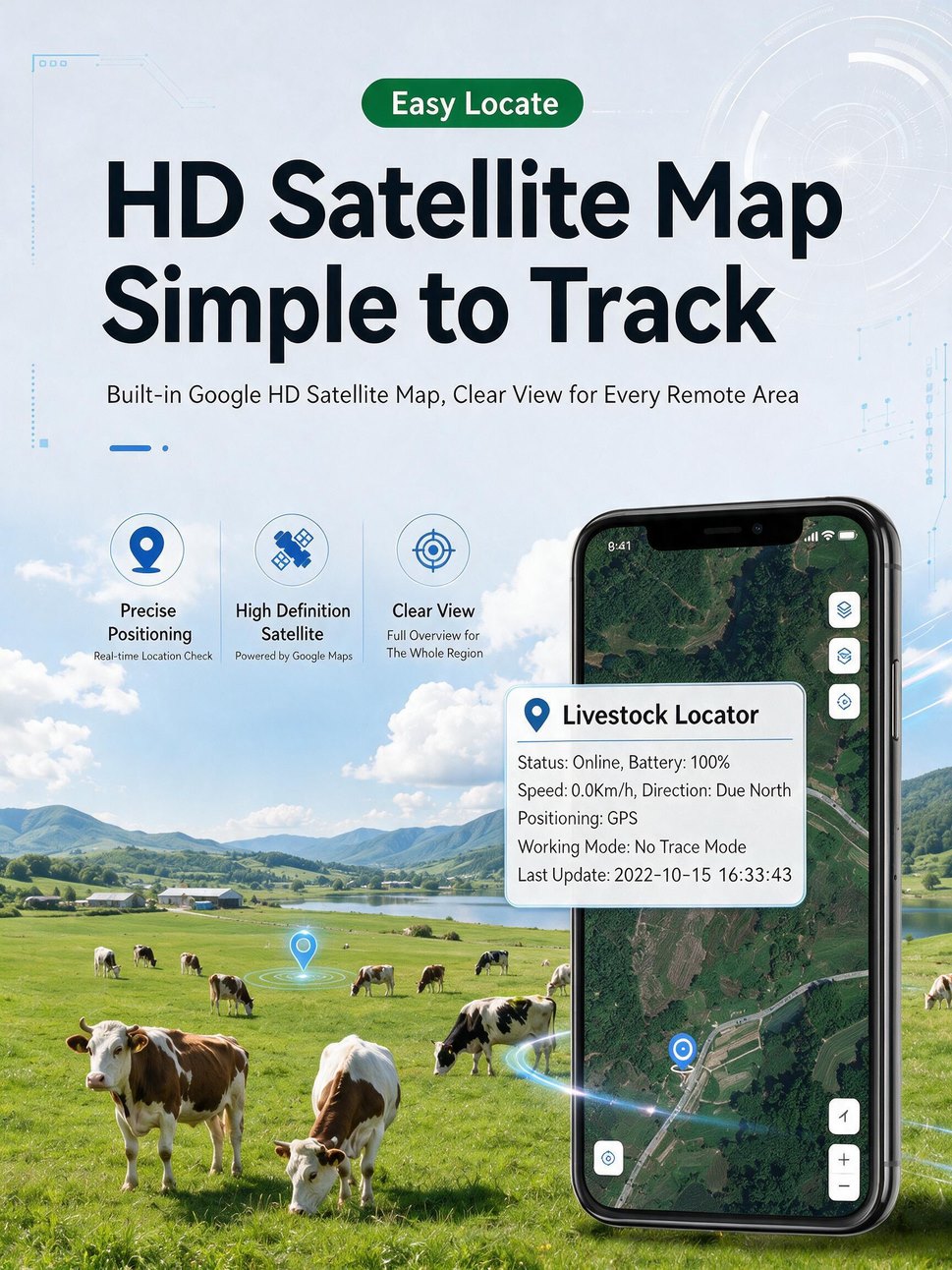 Cow GPS Tracker solar waterproof anti-lost collar for farm cattle positioning
