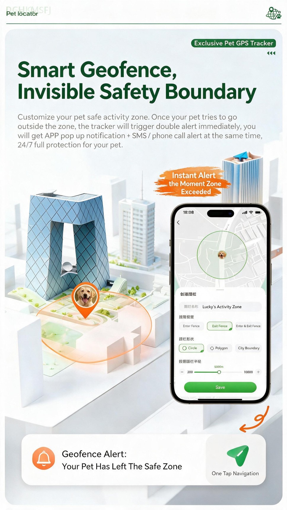 Pet GPS Tracker for Dogs and Cats