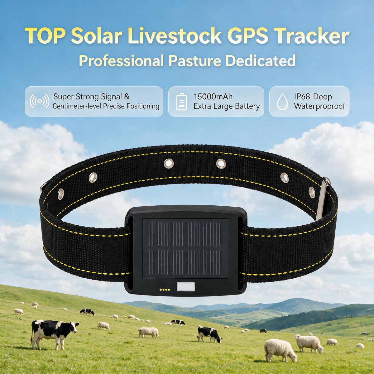 Solar GPS Livestock Tracker for cattle sheep horse anti-lost grazing positioning device